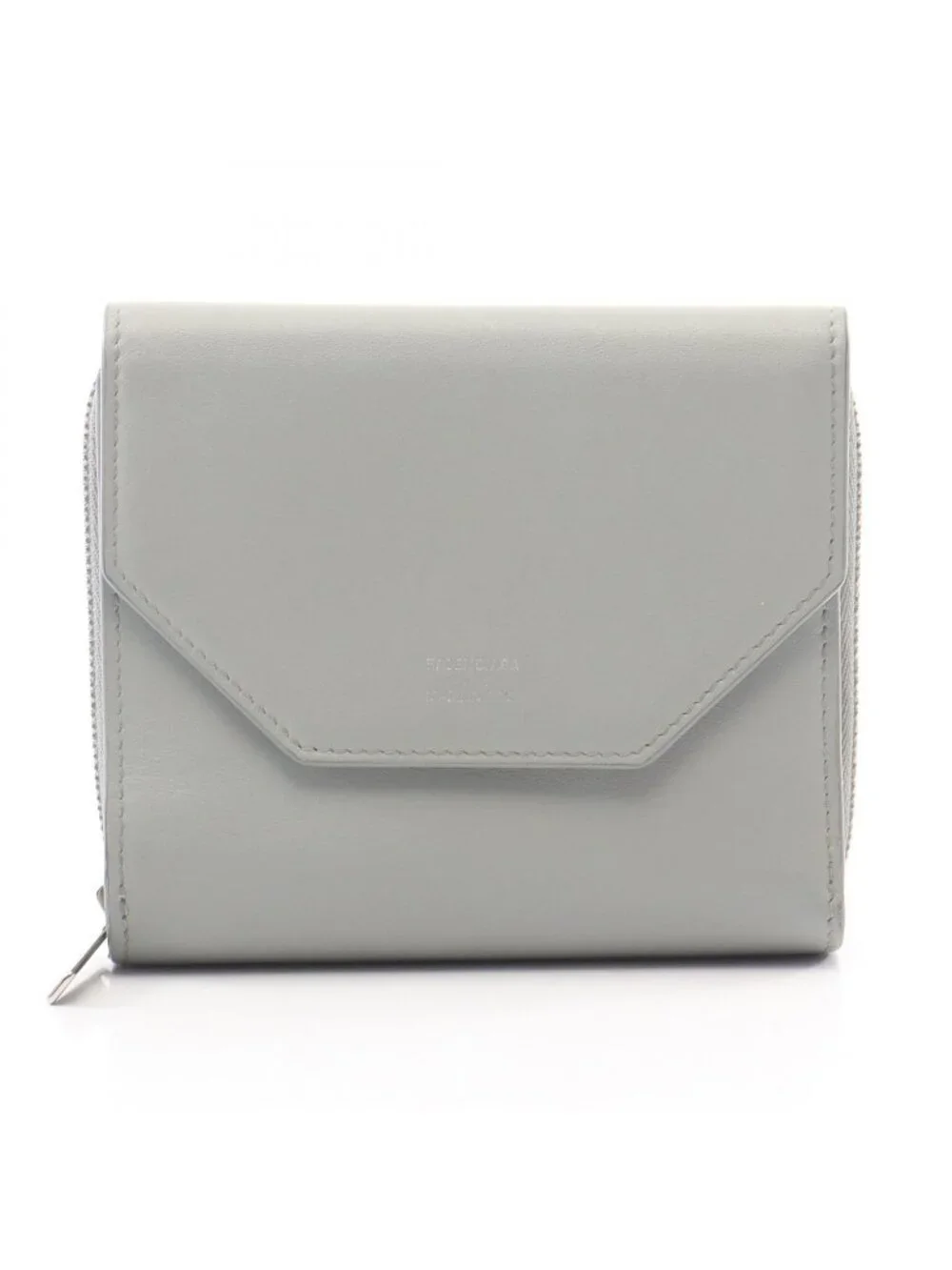 Balenciaga Trifold Wallet Envelope Gray Leather Compact